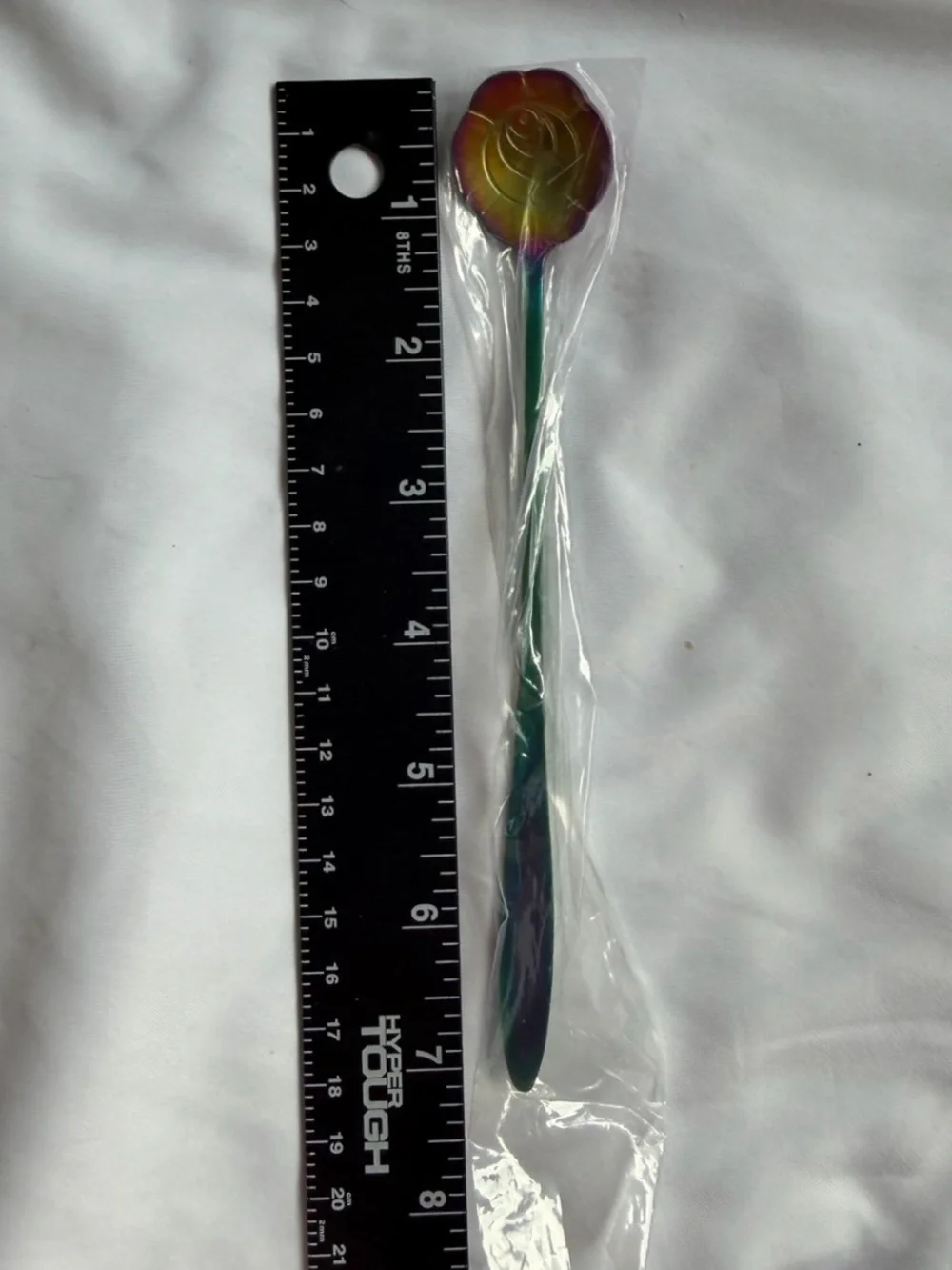 Rainbow Chrome Flower Iced Tea Spoons Set of 4 Stainless Steel Long Handle New